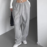 Shopmocho Fashion Vintage Y2K Baggy Pant Women Summer Wide Leg Elastic Waist Loose Pants Lady Solid Color Hip Hop Trousers Casual Clothing
