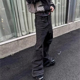 SHOPMOCHO Y2K Washed Jeans Gothic Vintage Micro Flared Middle Waisted Zipper Pants Women Men Streetwear High Quality Design Sense Trousers