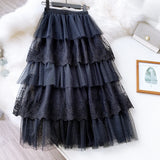 SHOPMOCHO 2026 New Spring Fashion Women Skirts Women Lace Skirts Long Lace Skirt Women Fashion Clothing K68