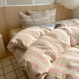 SHOPMOCHO Nordic sling Cotton Pink Stripes Duvet Cover 150x200 Size Girl's Room housse de couette Skin friendly Breathable Comforter Sets