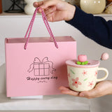 Shopmocho Creative Coffee Mug with Tulip Flower Design Ceramic Cup for Women Aesthetic Ins Style Breakfast Cup