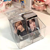 Shopmocho Kpop Photocard Storage Box Transparent Acrylic Photo Card Organizer Compartment Flip Box Card Case Protector Container Korean