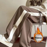SHOPMOCHO Thickened Fleece Autumn Winter Men's Casual Sports Harlan Pants Loose Fit Straight Leg Sweatpants for plus Size People