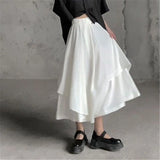 SHOPMOCHO Women Skirts Gothic Irregular Skirts Pants Women High Waist White Black Long Skirts Female Pleated Skirts Culottes Women Clothes