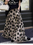 Shopmocho Elegant Green Dot Skirt Women Vintage High Waisted Holiday Beach Skirt A Line Skinny Print Tie Dye Pretty Style Skirt
