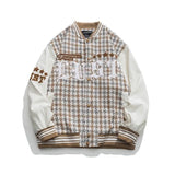 SHOPMOCHO American New Retro Letter Flocking Splicing Jacket Female Y2K High Street Fashion Hip-hop Loose Tooling Baseball Uniform Jacket