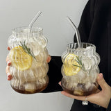 Shopmocho Glass Drinkware Cold Coffee Cups Latte Coffee Glass Iced Juice Milk Water Bottle Aesthetic Cup Wine Cocktail Glass כוסות לקפה קר