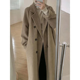 Shopmocho Women's Woolen Coat Hot Sale Of The Season Mid-Length Autumn Winter Thickened Loose Fit Hepburn Style Small Size Elegant Outerwe