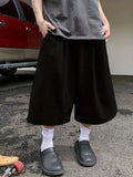 SHOPMOCHO Men's Loose Street Style 7/8 Length Shorts Summer Casual Sports Elastic Waistband Pleated Hem Strong Draped Look
