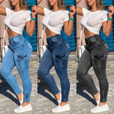 Shopmocho Slim Fit Women's Workwear Pants Jeans Capri Sexy Trendy New Style 2025 High Waist Straight Leg Blue Denim Trousers