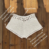 SHOPMOCHO Summer Women's Crochet Cutout Swim Shorts Bathing Suit Bottoms Beach Style Drawstring Beach Board Shorts Swim Trunks