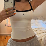 Shopmocho Women Sleeveless Sexy Slim Crop Tops 2025 Summer Casual Patchwork Backless Skinny Halter Y2k Vintage Style Fashion Corset Tank