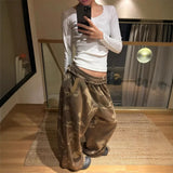 SHOPMOCHO American Style Hot Girl Camouflage Wide Leg Pants Women's Autumn Winter New Straight Casual Loose Sports Sweatpants Design Long