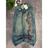 Shopmocho Hip-hop street clothing wasteland style tie-dye ripped jeans men 2025 autumn and winter new American retro baggy wide-leg pants