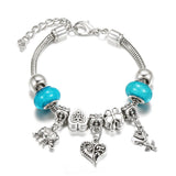 SHOPMOCHO New Butterfly Pendant 5 Color Rhinestone Snake Chain Bangle Lobster Buckle Adjustable Charm Woman Beaded Bracelet Jewelry Gift