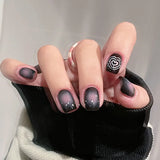 Shopmocho 24Pcs Pink Cat Blue Love Cute Short Ballet Press on False Nails Sweet French Cat Eye Bow Star Designs Style Detachable Nails Set