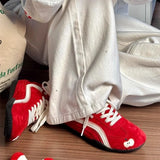 SHOPMOCHO Red Apple Training Shoes Women's Soft Bottom Lightweight and Comfortable Forrest Gump Shoes Sports and Leisure Board Shoes