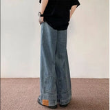Shopmocho American Style High Street Upside Down Design Sensibility Jeans European Hip Hop Streetwear Men's Fit Straight Leg Pants
