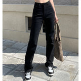 Shopmocho Woman Korean High Waist Streetwear Straight Leg Jeans Girls Y2k Clothes Pants Female Fashion Black Baggy Harajuku Denim Trousers
