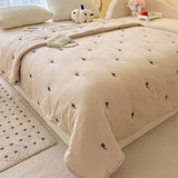 SHOPMOCHO Japanese Minimalism Skin-friendly Summer Blanket Spring  Breathable Single Double Duvet Washed Embroidered Comforter Thin Quilt