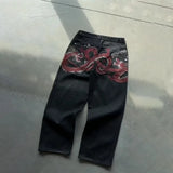 SHOPMOCHO Y2K Baggy Jeans men vintage Embroidered high quality denim fabric American style jeans Gothic streetwear Hip Hop wide leg pants