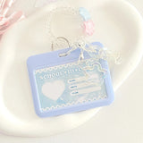 Shopmocho High-looking Glitter Powder Love Cloud Gradient Gu Card Keychain Bus Card Student ID Card Holder