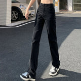 Shopmocho Woman Korean High Waist Streetwear Straight Leg Jeans Girls Y2k Clothes Pants Female Fashion Black Baggy Harajuku Denim Trousers