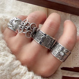 SHOPMOCHO 925 Sterling Silver Rings For Women Geometric Fine Jewelry Finger Adjustable Wide Hollow Stone Ring For Party Birthday Gift