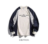 Shopmocho Retro Long-sleeved Sweater Men and Women in The Spring Couples Loose Casual Round Neck Pullover College Style Versatile Leisure