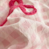 Shopmocho Korean Style Bedding Sets 2025 Pink Grid Bow Quilt Cover Romantic Bed Sheet Sets Woman Girls Bedroom Duvet Cover 4pcs
