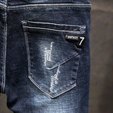 SHOPMOCHO 2025 New Ripped Jeans Men Slim-fit Denim Pants Cotton Korean Style Fashion Elasticity Versatile Blue Black Men's Clothing