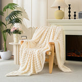 Shopmocho Flannel blanket, imitation rabbit fur blanket, soft and warm sofa blanket, For napping, office, outdoor camping, for all seasons
