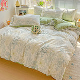 SHOPMOCHO American Pastoral Floral Printed Bedding Set Soft Skin-Friendly Double King Size Duvet Cover Set with Flat Sheet and Pillowcases