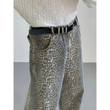 Shopmocho Women's Jeans Leopard High Waist Hip Hop Straight Fashion Pants Streetwear Harajuku Y2K Style Female Wide Leg Denim Trousers