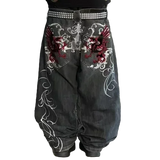 SHOPMOCHO Woman Jeans Cargo Pants Women Clothing Y2k Baggy Harajuku Retro Hip Hop Embroidery Trousers Streetwear Ladies for Women