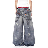 SHOPMOCHO Autumn Korean Trendy Harajuku Streetwear Y2K Candy Chain 3D Printed Baggy Jeans Men's Hip-hop Retro Punk Straight Wide-leg Pants