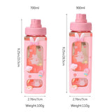 Shopmocho 700ml/900ml Kawaii Shaker Water Bottle With Straw Sticker Cute BPA Free Plastic Tea Milk Portable Gourde Drink Bottle For Girl