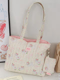 SHOPMOCHO 1 cute flower cat handbag with coin purse charm, daily commuting, travel handbag, large capacity portable handbag