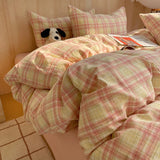 SHOPMOCHO Nordic sling Cotton Pink Stripes Duvet Cover 150x200 Size Girl's Room housse de couette Skin friendly Breathable Comforter Sets