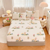 SHOPMOCHO 1pc Thicken Anti-mite Fitted Sheet With Elastic Band Non Slip Adjustable Mattress Cover For Double/Queen/King Bed 침대커버 Bed Cover
