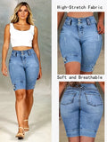 SHOPMOCHO Ladies' Blue Double-Buckle Waist Slim Fit Jeans