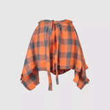 Shopmocho Fashion Tassel Hip Hop Irregular Men and Women Fake Shirt Hem Spring Autumn False Shirt Skirt Half-body Plaid Skirts Womens Saia