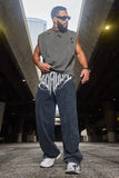 SHOPMOCHO American Style Trend Printed Cotton Men Straight Wide Leg Pants Fitness Training Jogger Fashion Casual Sweatpants Sports Pants