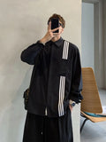 Shopmocho High End Men's Korean Style Shirt with Niche Design Woven Ribbon Splicing Light and Mature Temperament Long Sleeved Shirt Trend