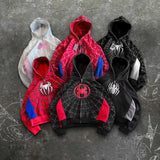 SHOPMOCHO Y2k Retro Gothic America Spider Foaming 3d Print Hoodies Fashion Oversized Loose Full Zipper Hoodie Men Jacket Street Sweatshirt