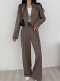 SHOPMOCHO Korean OL Short Suits Sets Women Casual Loose Crop Blazers Jackets Conjunto New High Waist Wide Leg Pants Ensemble Offcie Outfit