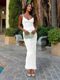 Shopmocho Sexy Backless Maxi Dress Summer Dresses Cross Halter Fashion U Neck Slim Glitter Evening Robe 2025 Summer Lady Beach Dresses