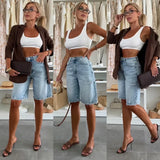 Shopmocho American Street Style Summer New Fashion Urban Leisure Loose Washed Hole Women's Denim Shorts