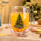 Shopmocho Christmas Glass Cups Decorative Water Bottle Cold Coffee Mugs Kitchen Aesthetic Cup Desk Accessorie Christmas Drinkware