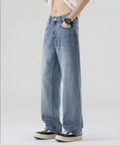 SHOPMOCHO Male Trousers New 2026 Hot Selling Korean Men's Casual Long Denim Classic Men's Straight Leg High Street Denim Wide Leg Pants